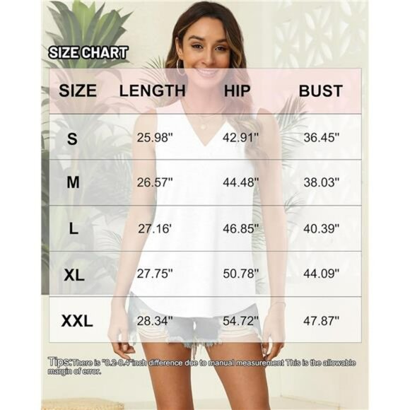 Womens V Neck Sleeveless Tunic Top Summer Casual Loose Fit Basic Tank Shirt - Picture 5 of 6